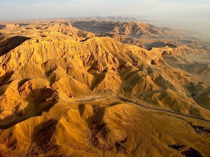 Valley of the Queens seen from hot air balloon, Luxor