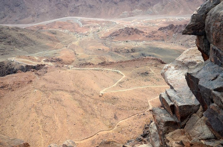 Mount Sinai (aka Moses Mountain). The road to climb seen from the top