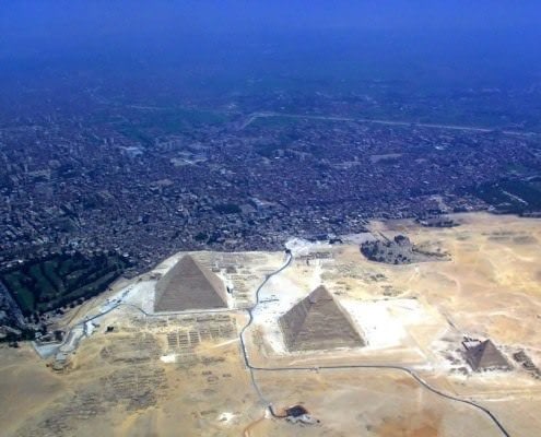 Aerial view of the Giza Plateau and Cairo