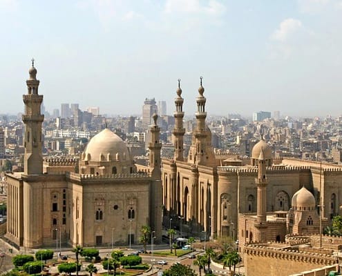 View over Islamic Cairo and the Mosque of Sultan Hassan