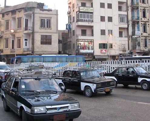 Black and White Taxis in Cairo