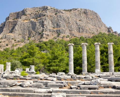 Ruins of Athena Temple in Priene, Turkey