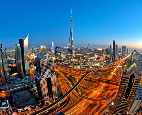Sheikh Zayed Road in the evening