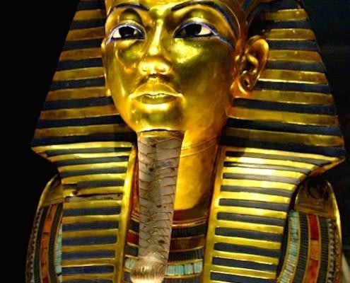 King Tut's famous funerary mask, on display in the Egyptian Museum in Cairo