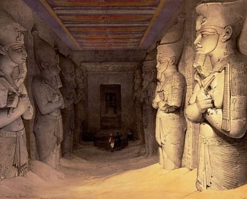 Inside the Temples of Abu Simbel - David Roberts, 1848
