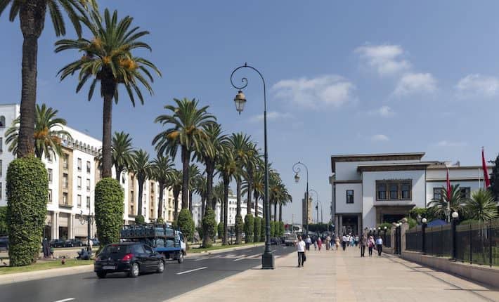 The new part of the city as on July 23, 2014 in Rabat, Morocco. The city is located on the Atlantic Ocean at the mouth of the river Bou Regreg Rabat, Morocco