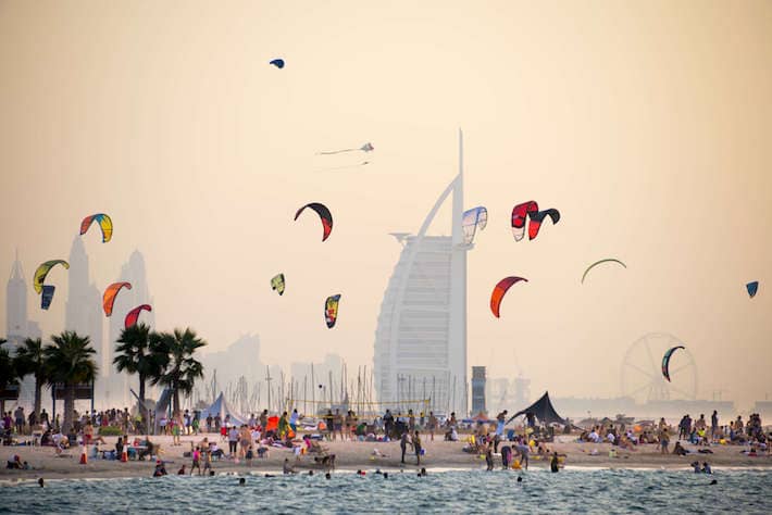 Kite beach in Jumeirah, Dubai, United Arab Emirates.