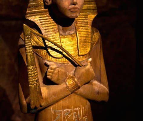Gilded wooden ushabti found in the KV62 tomb of king Tutankhamun