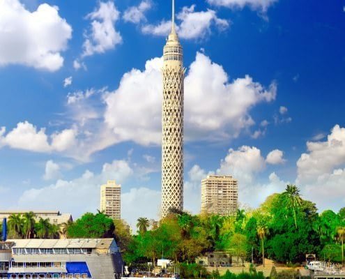 Cairo Tower seen from the Nile River
