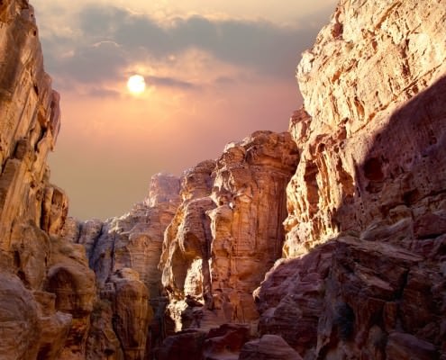 Scenic view of canyon in Wadi Rum, Jordan