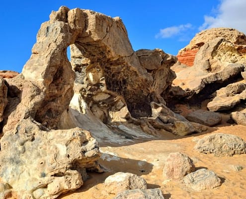 Natural stone arch in the desert, Crystal Mountain