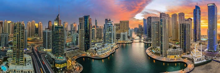 Panoramic view of Dubai Marina