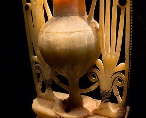 Alabaster vase originally found in the KV62 tomb of Tutankhamun