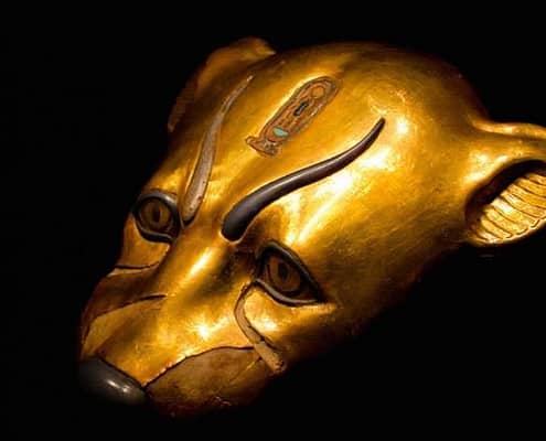 A gold gilded object in the shape of a leopard found within the tomb of king Tutankhamun
