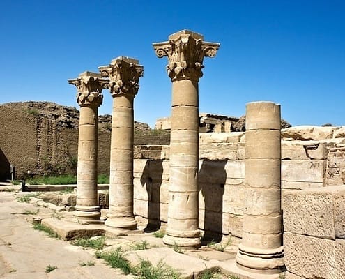 Columns in the courtyard of Dendera Temple