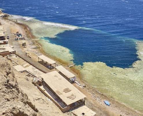The Blue Hole is very popular diving place, 8 kilometres north of Dahab, Red Sea