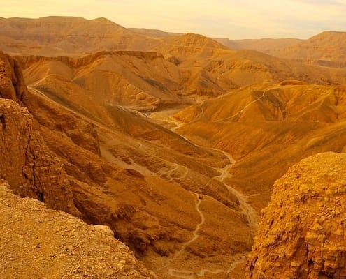 Tours of Egypt and Jordan from Canada - Sunset over the Valley of the Kings at Thebes in Egypt