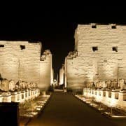 Temple of Karnak lit up at night during the Karnak Temple Sound and Light Show