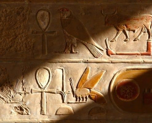 Hieroglyphs in the temple of Queen Hapshepsut
