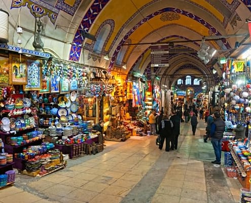 The Grand Bazaar, considered to be the oldest shopping mall in history with over 1200 jewelry, carpet, leather, spice and souvenir shops.