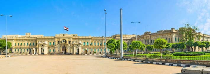 Panorama of Abdeen Palace with the scenic park on El-Gomhoreya Square
