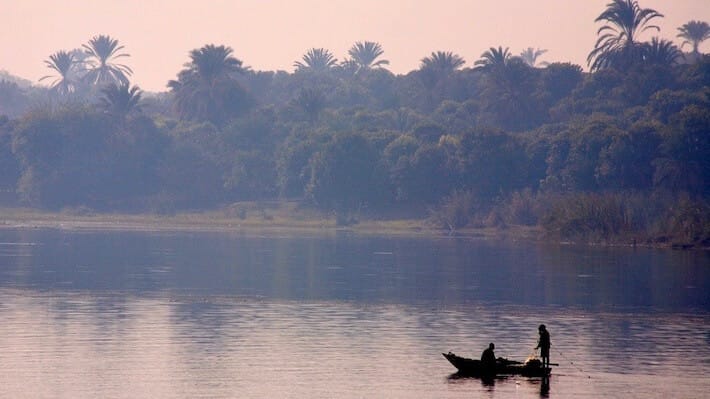 Nile scenery with afternoon gauze