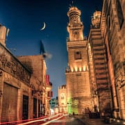 View of Qalawun Complex from Muizz street also this area is nicknamed Bayn Al Qasrayn