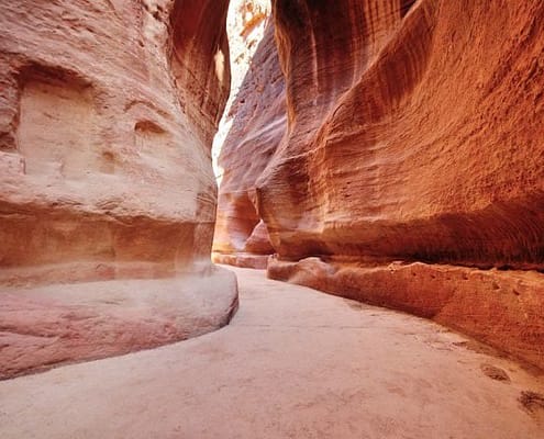 The Siq (canyon) entrance to Petra The Siq (canyon) entrance to Petra