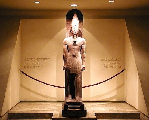 Amenhotep III standing on a sled - Luxor Museum