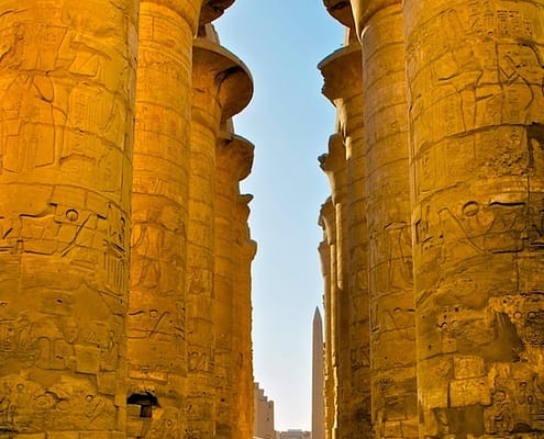 Central alley of Great Hypostyle Hall in Karnak Temple