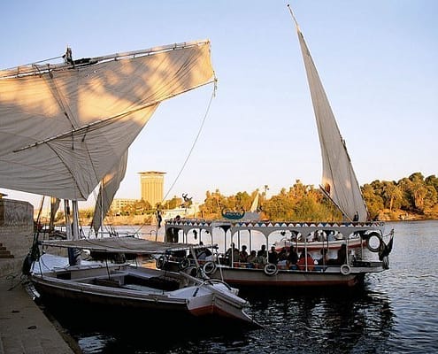 Felucca and motorboat wharf on the eastern side of the Kitchener's Island