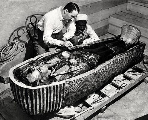 Howard Carter opens the innermost shrine of King Tutankhamen's tomb