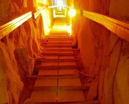 Looking up the entrance passageway inside the Meidum Pyramid