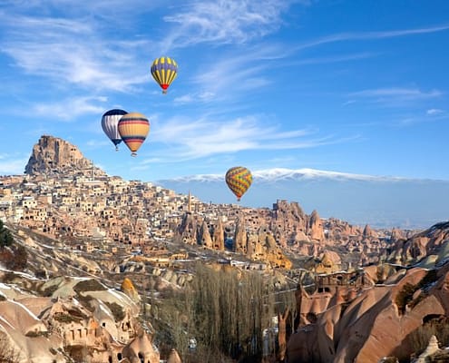 Hot air balloons over Pigeon Valley, Cappadocia