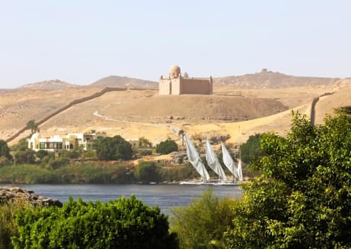 River Nile, the Sahara Desert and the Aga Khan Mausoleum in the background