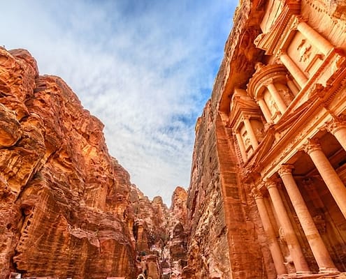 Egypt and Jordan Tours - The Treasury in the ancient Jordanian city of Petra, Jordan.