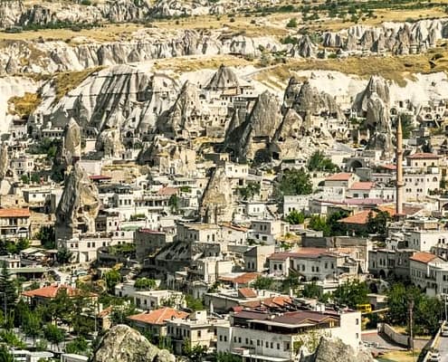 The town of Goreme in Cappadocia, the tourism capital of Turkey