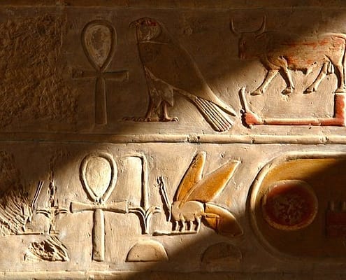 Hieroglyphs in the temple of Queen Hapshepsut