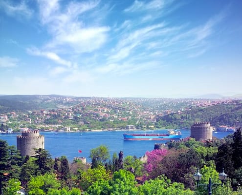 Rumeli Castle overlooking Boshporus in Istanbul, Turkey