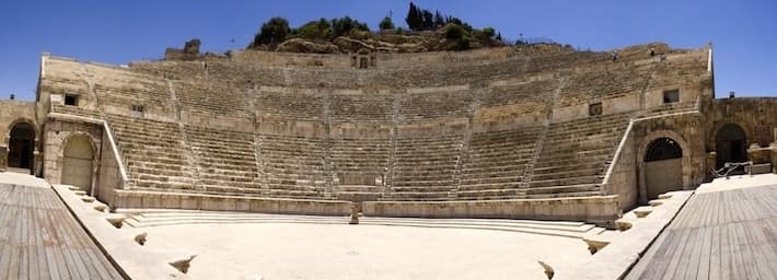 Spherical panoramic view of the ancient Roman Theater in Amman