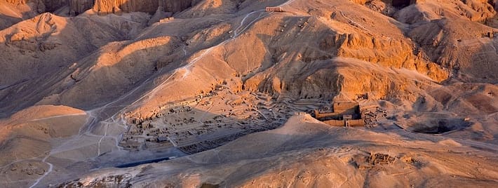 Aerial view of Deir el-Medina - workers village and necropolis
