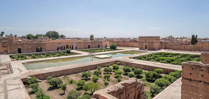 Panoramic view of El Badi Palace. Marrakech