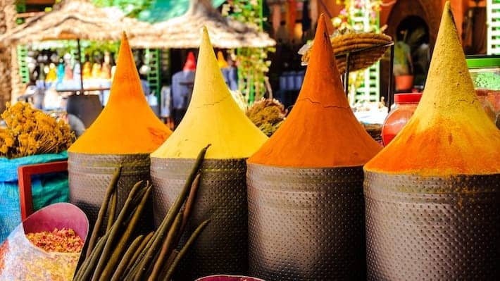 Baskets with spices, Egyptian souk