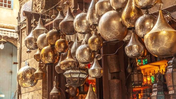 Lamp or Lantern Shop in the Khan El Khalili market in Islamic Cairo.