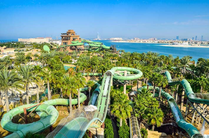 Aquaventure Waterpark in Atlantis. The Palm is the best Water Park in Dubai, packed with world first, record breaking rides
