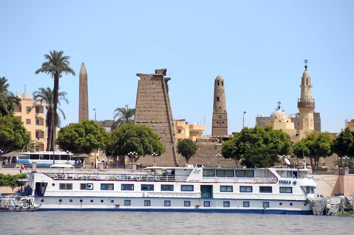 Luxor Nile Cruises - Cruise ship docked at Luxor temple