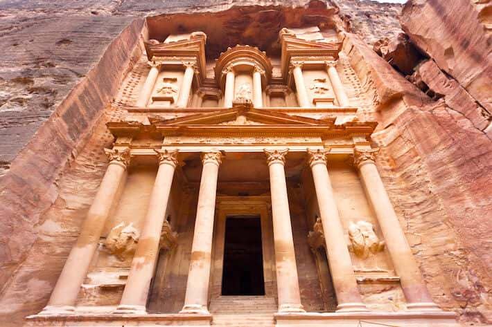 Facade of the Treasury (Al Khazneh) in Petra