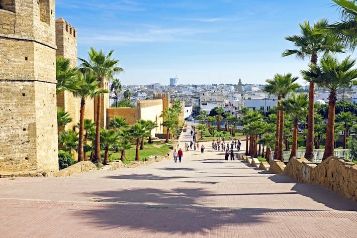 Ancient city wall and view of Rabat, Morocco