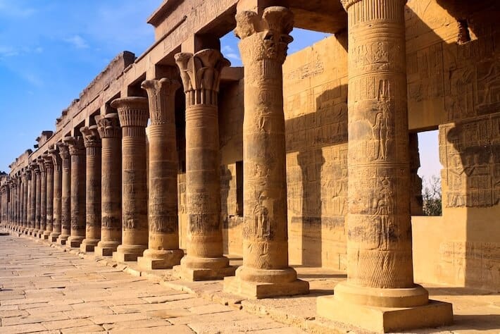 Voyages en Egypte depuis le Chili - Colonnes du temple de Philae