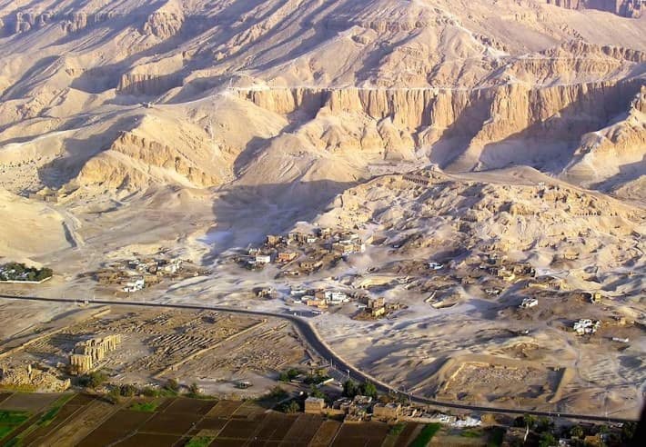 Aerial view of the Valley of the Nobles, Luxor